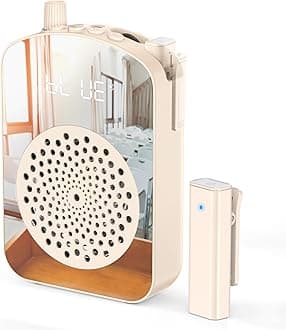 PRUNUS A10 Voice Amplifier Wireless with Lavalier Microphone Charging &Storage,Portable Voice Amplifier with Laple Mic Speaker,Mini Voice Amplifier for Classroom,Speech,Training Outdoor-Beige