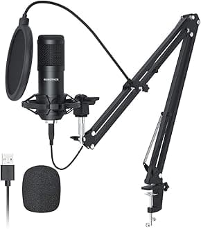 SUDOTACK USB Condenser Podcast Microphone for PC: Studio Microphone Kit with 192KHz/24bit Professional Sound Chipset Cardioid for Recording, Streaming, Gaming, Voice-Over, YouTube, Twitch (ST-800)