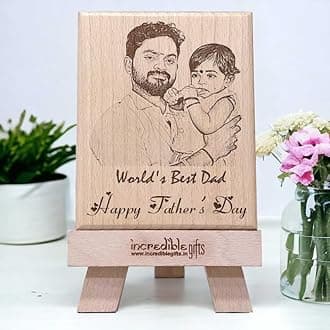 Incredible Gifts India Personalized Engraved Photo Plaque Wood, 5x4-inches, Wooden