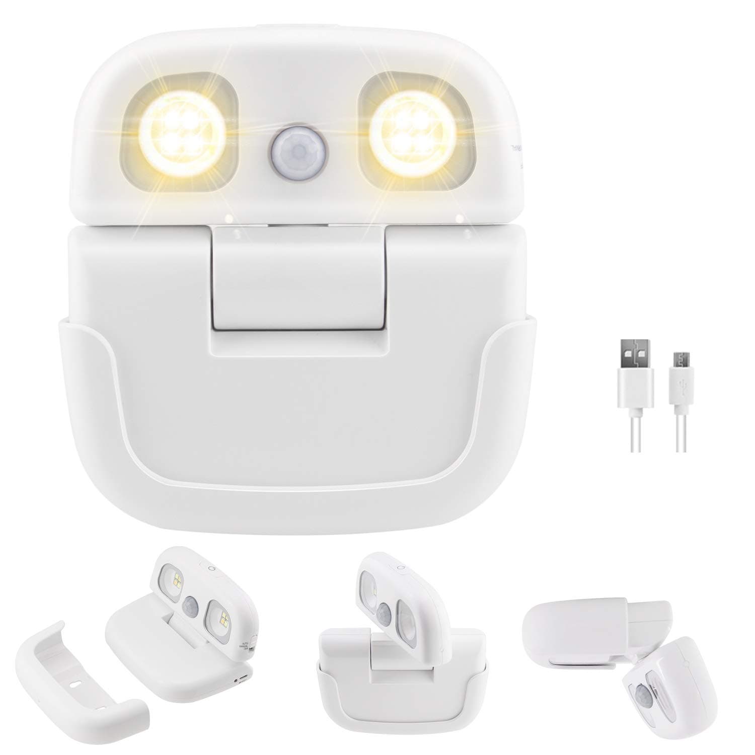 BIGLIGHT Wireless LED Motion Sensor Night Light, USB Rechargeable Closet Light, Rotatable Stick on Light for Bedroom Bathroom Kitchen Hallway Stairs Door Porch