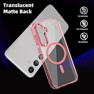 Lunivop for Samsung Galaxy A35 5G Case Hard [Compatible with Magsafe ] Yellowing Resistant Magnetic Cover Clear para A 35 6.6 inch Rugged Best Phone Cases Pink
