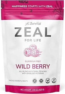 Zeal for Life 30-Day Wellness Bag - Wild Berry (Guarana Free) - Nutritional Supplement for Vitality, Immunity, and Wellness - 420 Grams