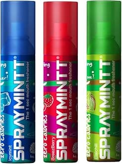 Spraymintt Mouth Freshener | 175+ sprays of instant long lasting with Zero Calories Freshness | Icymint flavour + Brezeberry flavour + Elaichii Flavour | 15g - Pack of 3