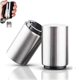 YUDANSI Push Down Bottle Opener 2 pack, Automatic Beer Bottle Openers, Stainless Steel Instant-no-Cap Mover, Funny Kitchen Gadgets, Beer Bar Accessories Gifts for Him Her, Magnetic Corkscrew