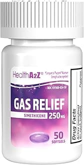 Gas Relief Simethicone 250mg, Fast Gas & Bloating Relief, Relieve Symptoms Naturally, 50 Softgels (Pack of 1)