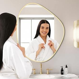 WallBeyond Asymmetrical Mirror, Irregular Wall Mirror for Bathroom, Abstract Wall Mirrors Decorative for Bedroom Living Room Entryway Hall, Mirrors for Wall Decor 28" H x 23" W, Gold