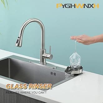 Glass Rinser,Cup Rinser for Sink,Kitchen Sink Glass Rinser, With 360 Rotating Jet Glass Rinser, Faucet Glass Rinsing Device,Kitchen Aink Faucet Bottle Washer, Stainless Steel Anti-Rust, Brushed Nickel