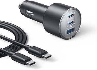 Anker Car Charger, 167.5W Max 3-Port Car Charger Adapter, USB-C Car Adapter for MacBook Pro/Air, iPhone 17/16 Series, Samsung S24/S23, iPad, Huawei, Xiaomi, Vivo, Oppo(USB-C to C Cable Included)