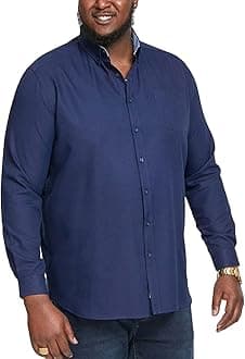 D555 Men's Plus Size Richard Basic Oxford Long Sleeve Shirt in 5 Colours 2XL to 6XL