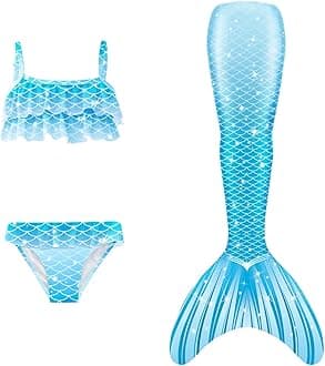 3Pcs 𝙂‭i‭r‭l‭s Sw‭imsuit 𝙈‭e‭r‭m‭a‭i‭d 𝙏‭a‭i‭l for Swimming Gradient Bikini Bathing Suit Set Cosplay Clothing Set