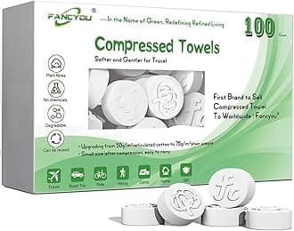 Compressed Towel Tablets 100 Count, Thickened Disposable Face Towel Biodegradable Cotton Cloths, Portable Mini Compressed Washcloths Coin Tissue for Travel, Gym, Home, Outdoor Activities