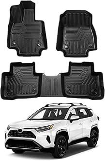 PowertyCompatible with Toyota RAV4 Floor Mats 2 Row Liner Set All Models TPE 3D Floor Liners All-Weather Custom for Toyota Rav4 2024 2023 2022 2021 2020 2019 Accessories