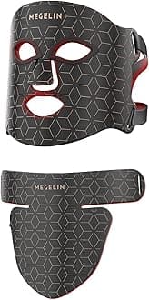 Led Red Light Therapy Face & Neck Mask, 7 Colors Led Light Therapy Facial Mask, Infrared Red Light Therapy Mask, Infrared Light Skin Rejuvenation(Black)