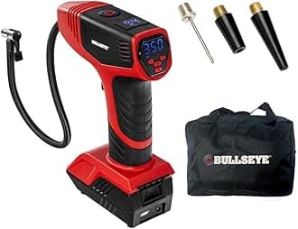 BULLSEYE PRO Tire Inflator with Pressure Gauge, Compact and Portable, Automatic Shut Off, 150 PSI Max, USB Home Rechargeable and Cord for Vehicular Use As Seen On TV (9475)