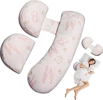 Pregnancy Maternity Pillow for Sleeping, Support for HIPS, Backs, Legs, with Detachable and Adjustable Cover