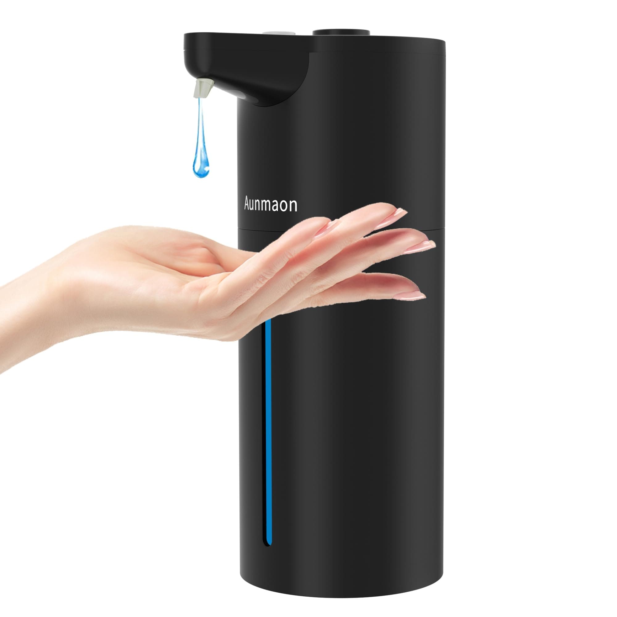Aunmaon Automatic Soap Dispenser Touchless, Hands-Free, Multi Adjustable Volume, Long Battery Life, Compatible with Thick & Thin Dish/Hand Soap for Bathroom and Kitchen, Easy for Toddlers, Black