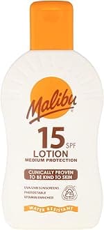 Malibu Sun SPF 15 Lotion, Low Protection Sun Cream, Water Resistant, Vitamin Enriched, 200ml