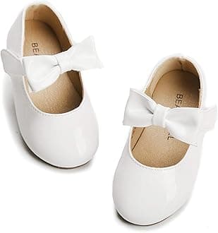 Felix & Flora Toddler Little Girl Mary Jane Dress Shoes - Ballet Flats for Girl Party School Shoes White Size: