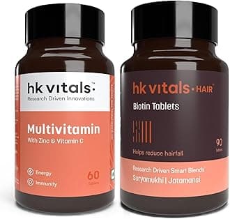Multivitamin with Zinc & Vitamin C (60 Tablets) With Biotin (90 Tablets) | Pack of 2