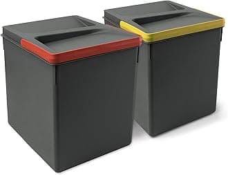 Kitchen Drawer Container with Odour Proof Lid, H 266 mm (2 x 15 L), Plastic, Anthracite Grey