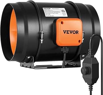 VEVOR Inline Duct Fan, 8-Inch 750 CFM with Variable Speed Controller, Quiet AC-Motor Ventilation Exhaust Fan for Cooling Booster, Grow Tents, Hydroponics