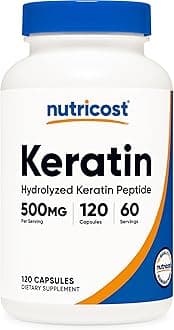 Keratin Hydrolized Peptide Capsules - 500MG, 120 Capsules (60 Servings) - Non-GMO, Gluten-Free Formula