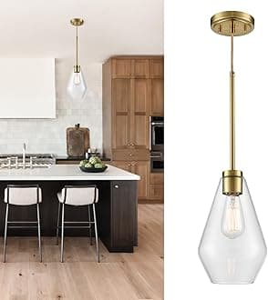 HYDELITE Gold Pendant Light Fixture Glass Pendant Lights Kitchen Island Modern Hanging Light for Dinning Room Kitchen Living Room Bedroom
