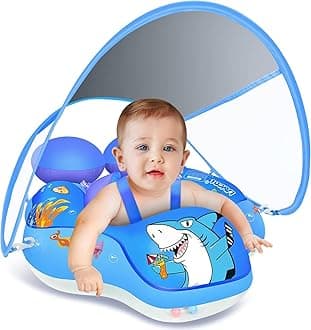 LAYCOL Baby Swimming Float with UPF50+ Sun Canopy Baby Floats for Pool No Flip Overbaby Pool for Baby Age of 3-36 Months