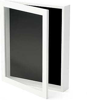 12x15x2 Shadow Box Display Case | Magnetically Opens and Closes Like a Door - Real Wood, Strong Glass, Linen Background | White | for Wall and Desktop. Protect Important Memories