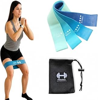 Resistance Loop Band Set for Squats, Hips & Glutes Heavy Workouts for Men & Women - Includes Travel Bag (Blue)