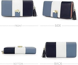 Pomelo Best Ladies Purse, Women's RFID Wallet with Multiple Card Slots and Coin Pocket, Blue, L, Classic