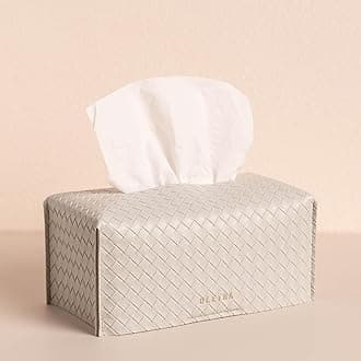 OLETHA Aesthetic Rectangle Tissue Box Cover, High Flat Box Tissues Holder Rectangular, Woven Textured, Grey