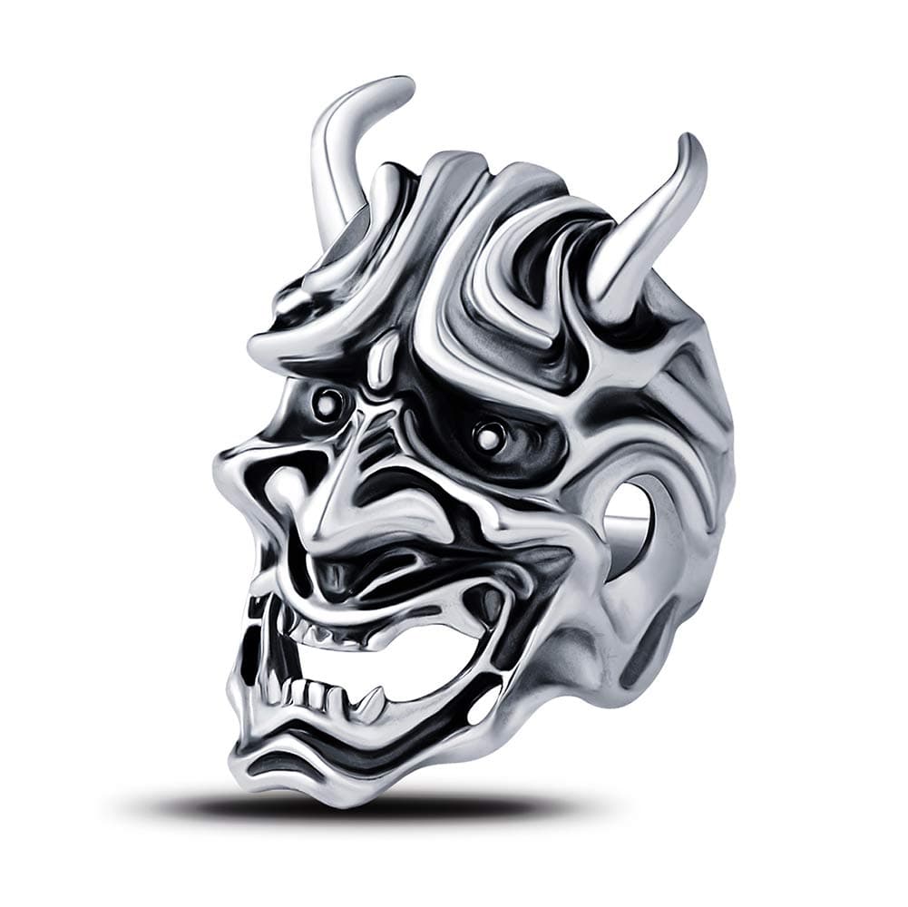 EVBEA The Ring Mask Japanese Cool Hannya Devil Statement Rings for Men(Q)