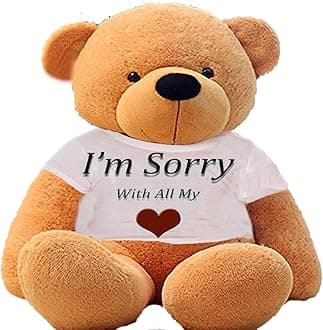 Hug'n'Feel® Soft Toys Big Teddy Bear Wearing I am Sorry with All T-Shirt 3 feet Brown_T Shirt_I am Sorry with All Plush & Stuffed Toys