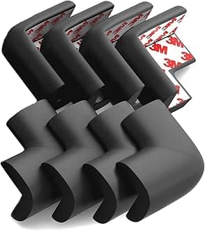 8-Pack Corner Protectors Baby Proof, Furniture Corner and Edge Safety Bumpers, Soft Rubber Foam Cushion Covers, 3M Taped Corner Guards, Baby Child Proofing Pads, Table Corner Protectors, Black
