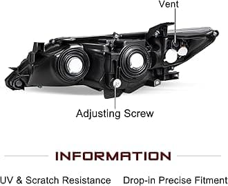 JSBOYAT Fit for 2012 2013 2014 Toyota Camry Headlight Assembly SE/L/LE/XLE/Hybrid Projector Headlamp Right Passenger Side(Chrome Housing Amber Reflector)