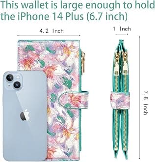 Womens RFID Blocking Large Capacity Wallet Multi Card Organizer Bifold Wallet for Women with Zipper Pocket, Spring Garden