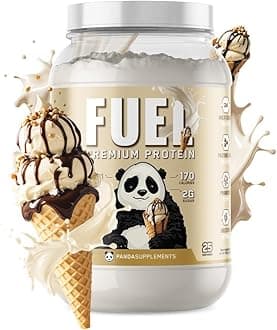 Underground Bio Labs Panda Fuel Premium Protein Whey,Hydrolyzed Collagen,Casein,Probiotics, Enzymes, Keto Friendly,Time Release, 25 Servings (2.5 Pound, Ice Cream Sundae Cone)