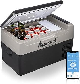 Alpicool G22 Car Fridge 22 Litre Mini Fridge 12/24v Car Refrigerator Portable Camping Fridge Freezer Truck Electric Cool Box for Campervan RV Boat Travel Picnic,-20℃ to 20 ℃/Low Consumption