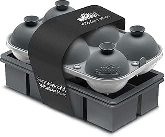 Samuelworld Premium Ice Tray Combo (16 Ice Cubes/6 Ice Ball), Large Ice Sphere Maker & New Upgraded Ice Cube Trays, Food Grade, Spill-Free Integrated Funnels, Whiskey Bourbon Cocktails, Grey