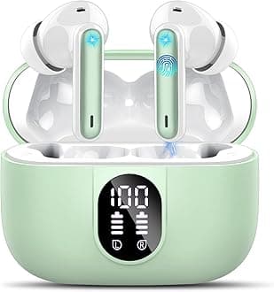 Wireless Earbuds, Bluetooth 5.3 Headphones In Ear with 4 ENC Noise Cancelling Mic, 2026 Mini Deep Bass Stereo Ear Buds, 40H Playtime Bluetooth Earphones, IP7 Waterproof Earbuds, Green
