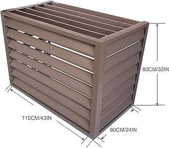 Cover type air conditioner outdoor unit,Outdoor installation air conditioning fence,Aluminum air conditioner and heat pump covers, Suitable for external air conditioning units ( Color : Brown louver r