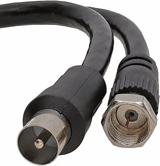 kenable Coaxial Satellite to TV Aerial Cable F Type Plug to RF Male Lead RG59 75Ohm 0.5m Black