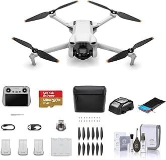 DJIMini 3 Drone Fly More Combo with RC Remote Controller Bundle with 128GB microSD Card, Anti-Collision Light, Foldable Landing Pad, Cleaning Kit
