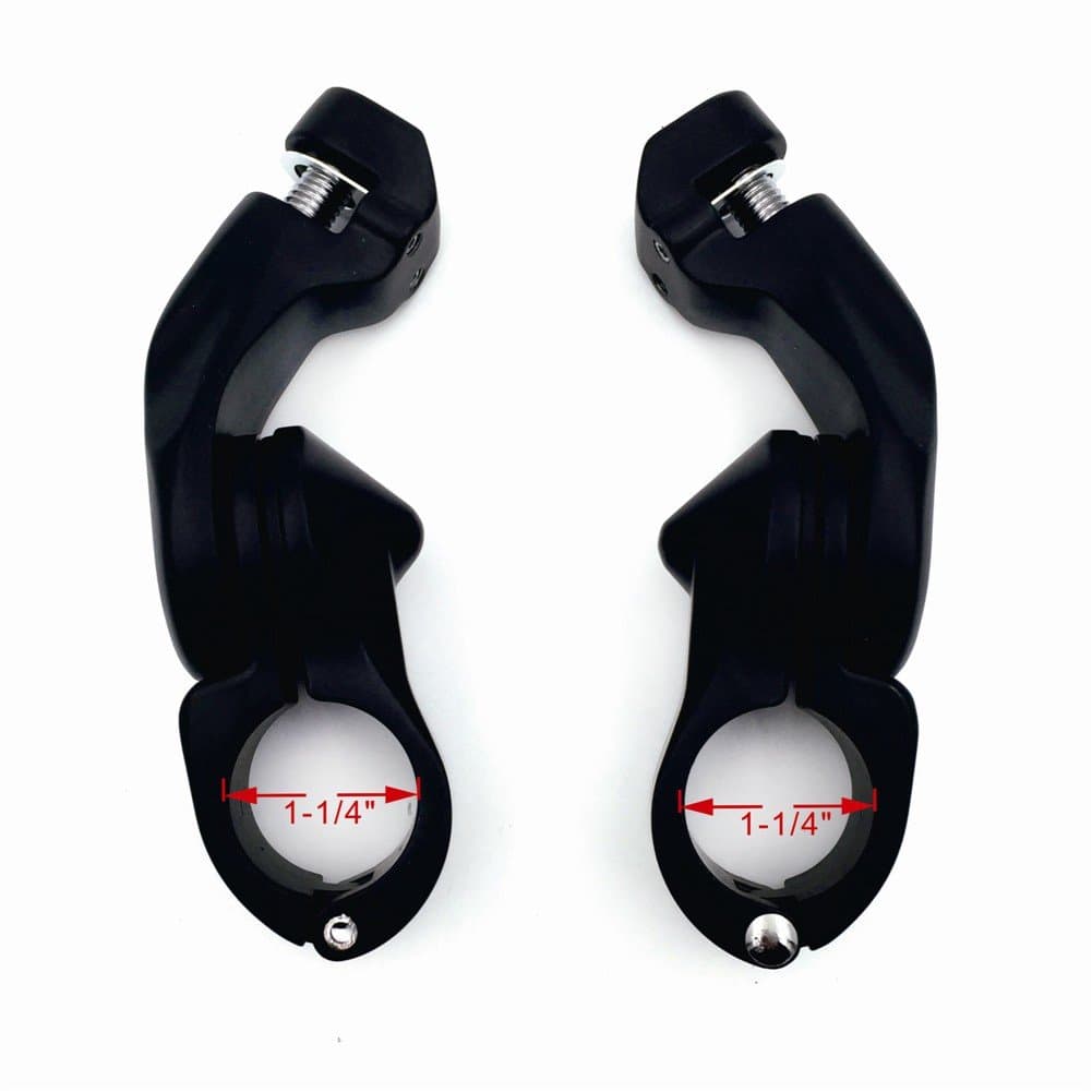 NBX- Kit 111- Black 2.5" Short Angled Adjustable Highway Foot Peg Mount Kit For 1.25" Engine Guard (Harley Road King/Street Glide/Fat Boy/Iron 883)