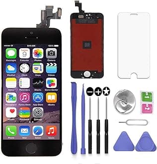 Compatible with iPhone 5S LCD Screen Replacement Black 4.0 inch Assembly Full Set 3D Touch LCD Display Digitizer Frame Replacement with Repair Tool Kit, Screen Protector