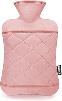 BYXAS Hot Water Bottle with Cover Kangaroo Pocket - 2.0 L Hot Water Bottles Leak-Proof Bed Bottle with Super Soft Removable Cover Hand Foot Warmer Ideal for Pain Relief, Pink