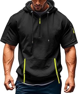 Hoodies for Men Quarter Zip Hoodie Lightweight Sweatshirt Pullover Oversized Hooded Tshirts with Pocket