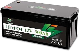 12V 300Ah LiFePO4 Lithium Battery, Lithium Iron Phosphate Rechargeable Battery with 200A BMS For Solar Systems, RV, Boats, Camping, Camping, UPS Power Supply