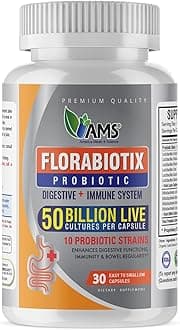 Florabiotix Probiotic (30 Capsules) | Dietary Supplement for Men and Women| 50 Billion Live Cultures | 10 Probiotic Strains | Supports Digestive and Immune Health